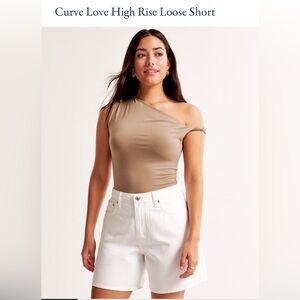 Abercrombie & Fitch White High-Rise Loose Jean Shorts